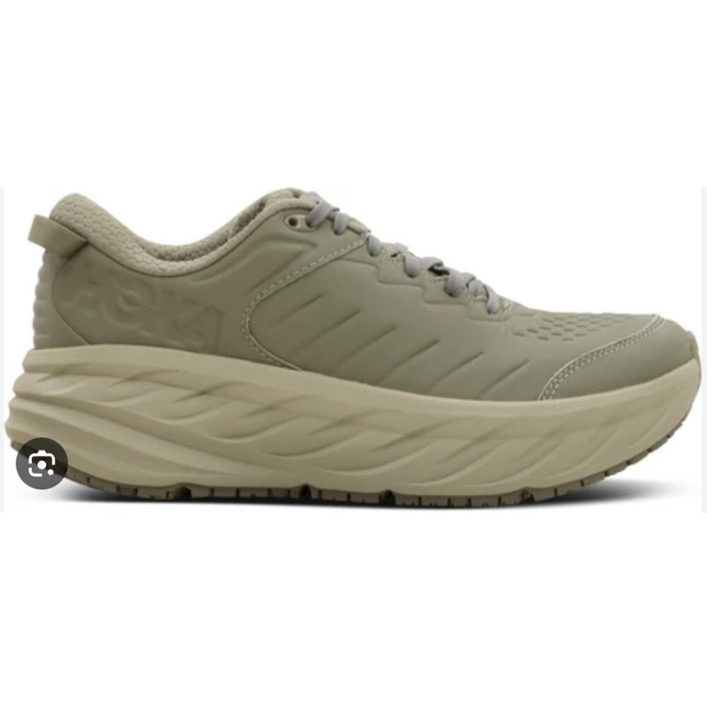 HOKA Bondi SR Road Running Sneakers Shoes in Olive Haze Leather Active Trail 9 - Picture 1 of 14